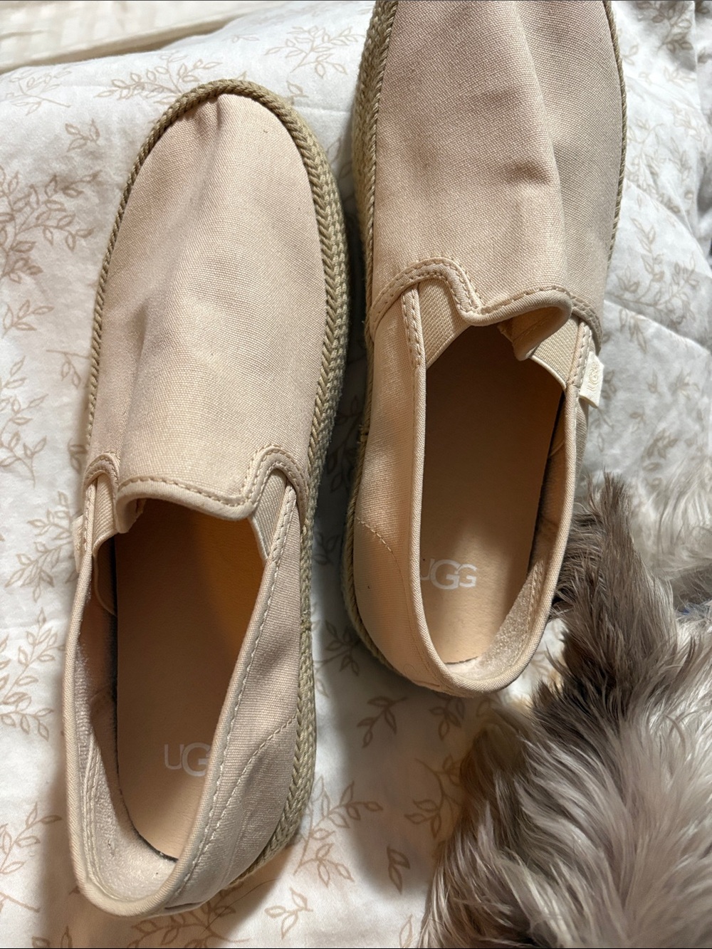 UGG Slip-On Canvas Espadrilles in Beige